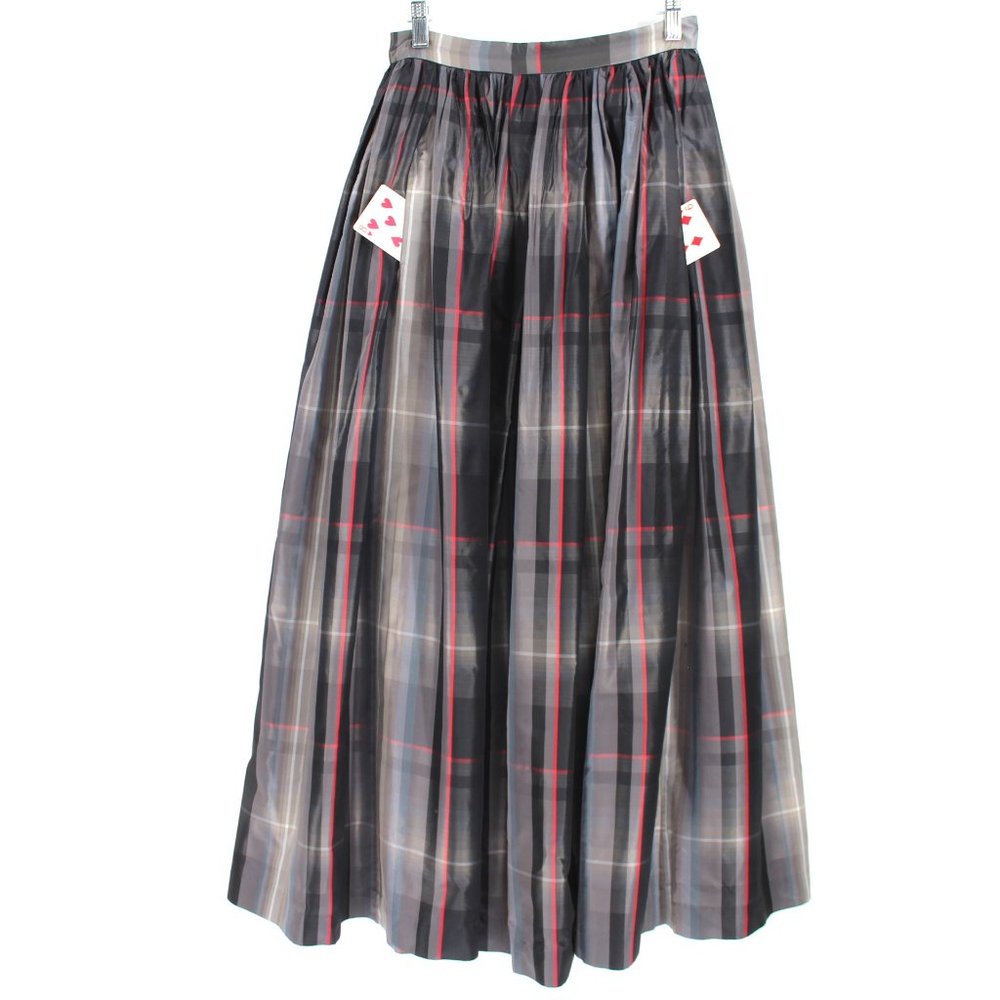 Vintage Silk Blend Plaid Ball Skirt Full Pleated Long Midi Maxi Ellen Tracy - Picture 7 of 9